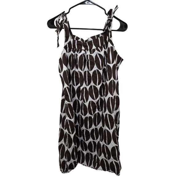 Merona Brown & White Coffee Print Sleeveless Sundress With Adjustable Tie Straps - Picture 1 of 8